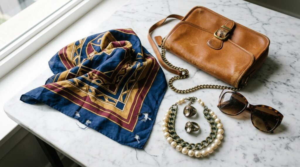 Photorealistic stock image, 16:9 format, luxury fashion acce