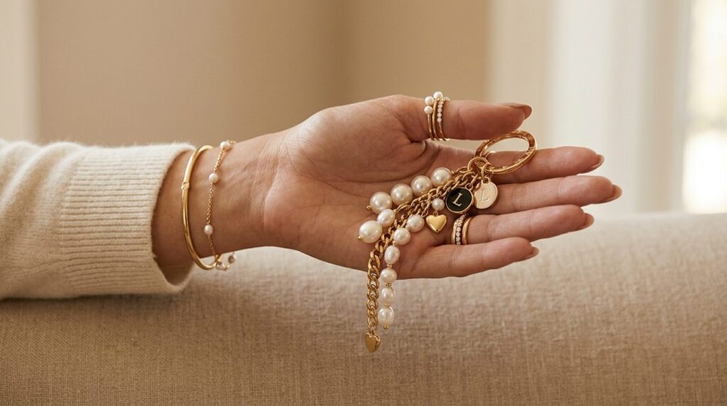 Close-up lifestyle shot of a womans hand holding an elegant
