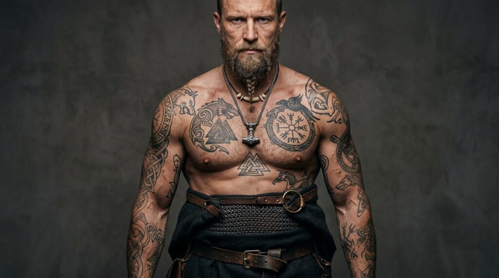 Photorealistic stockfoto, 16:9 format: Viking warriors tors
